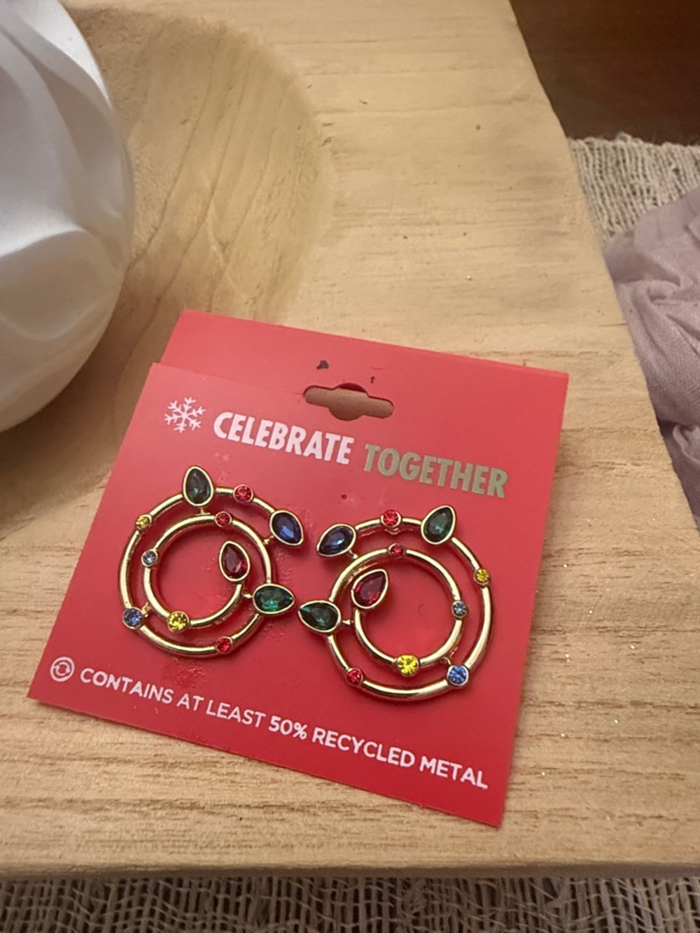 Celebrate Together Gold Tone Christmas Jewel Tone Earrings